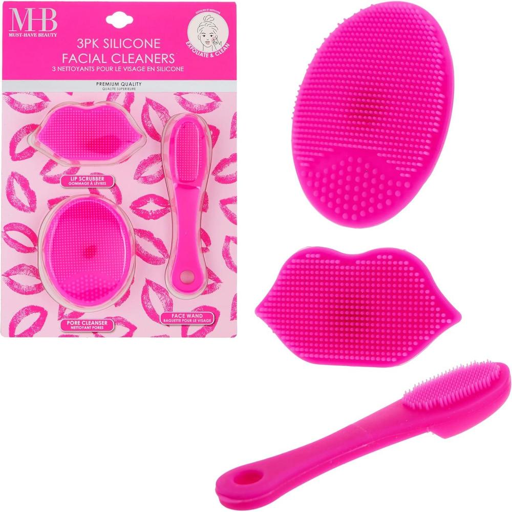 image:image3pc Silicone Facial Cleaner Kit  Face Wand Lip Scrubber Pore Exfoliation Reusable Tools Gentle Daily Massager Skin Health