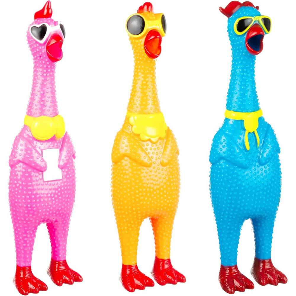 image:image3pc Silly Screaming Chicken Squeeze Toy Set Hilarious Rubber Chicken Gag Gift amp Novelty Prank for Fun amp Stress Relief