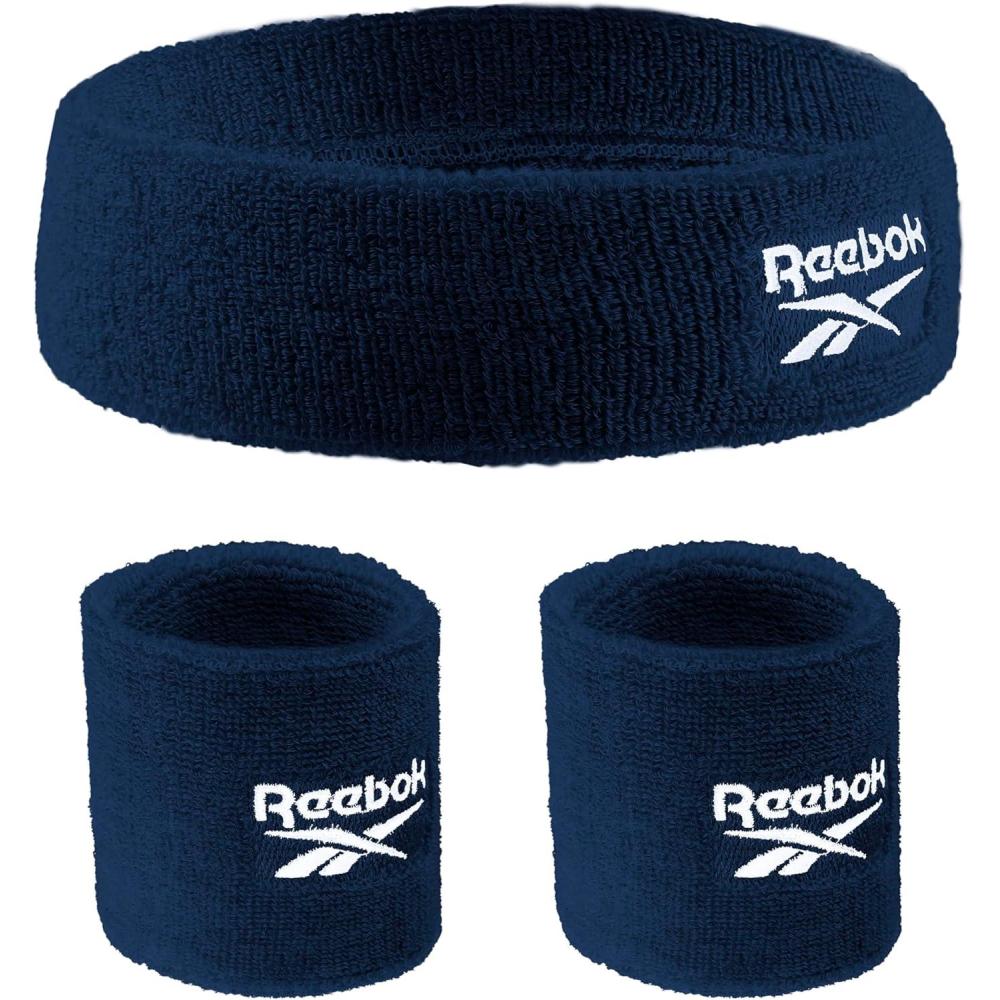 image:image3pc Unisex Athletic Sweatband Set 225in Workout Headband amp 325in Wristbands wStay Dry Technology Terry Cloth Band MoistureWicking Fabric Quality Fitness Accessories for Active ComfortReebokNavy
