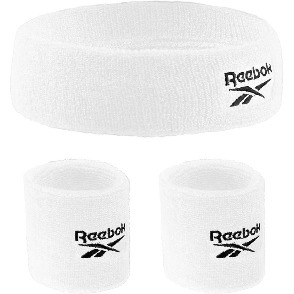 image:image3pc Unisex Athletic Sweatband Set 225in Workout Headband amp 325in Wristbands wStay Dry Technology Terry Cloth Band MoistureWicking Fabric Quality Fitness Accessories for Active ComfortReebokWhite