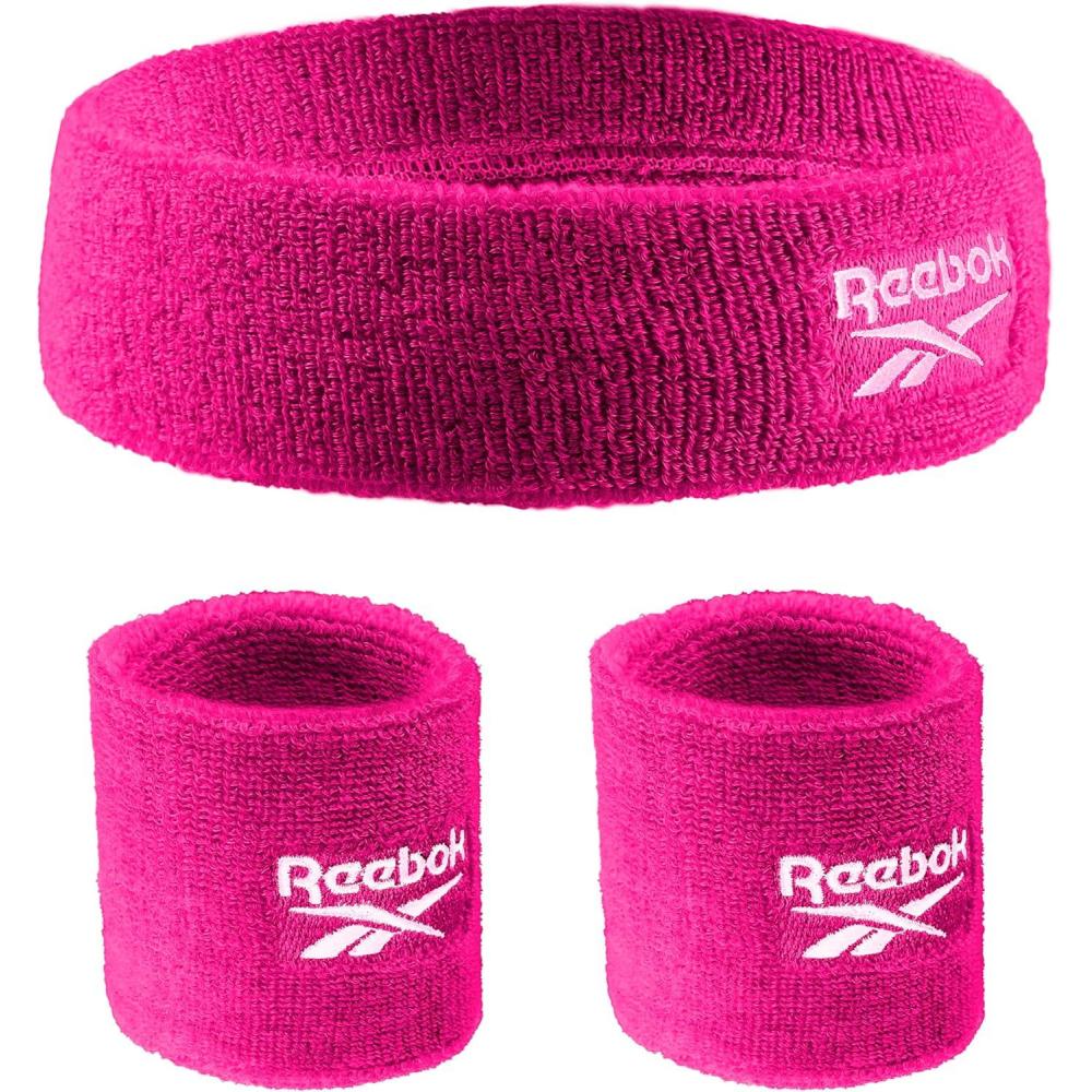 image:image3pc Unisex Athletic Sweatband Set 225in Workout Headband amp 325in Wristbands wStay Dry Technology Terry Cloth Band MoistureWicking Fabric Quality Fitness Accessories for Active ComfortReebokFuchsia