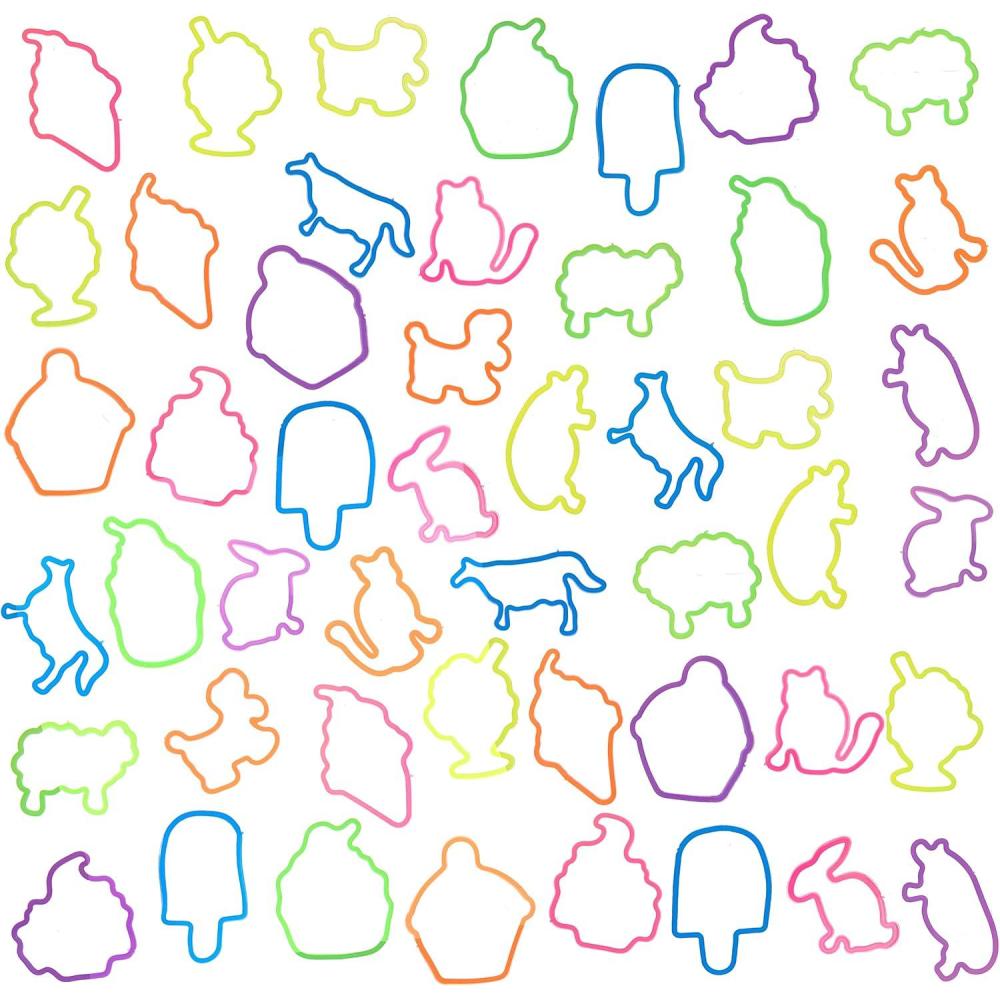 image:image48pc Shaped Gummie Bracelets Bulk Pack Bright Colored Shaped Rubberband Bracelets Bracelet Rubber Bands Kit Rubber Bracelets For Kids amp Kids Party Favors Colored Rubber Bands