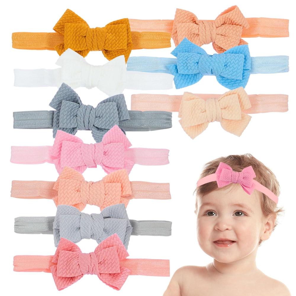 image:imageEXPRESSIONS 10pc Baby Headbands wBows Extra Stretchy Newborns Toddler Headwraps Cute Girl Hair Accessories Infant Essentials Photo Shower Gift