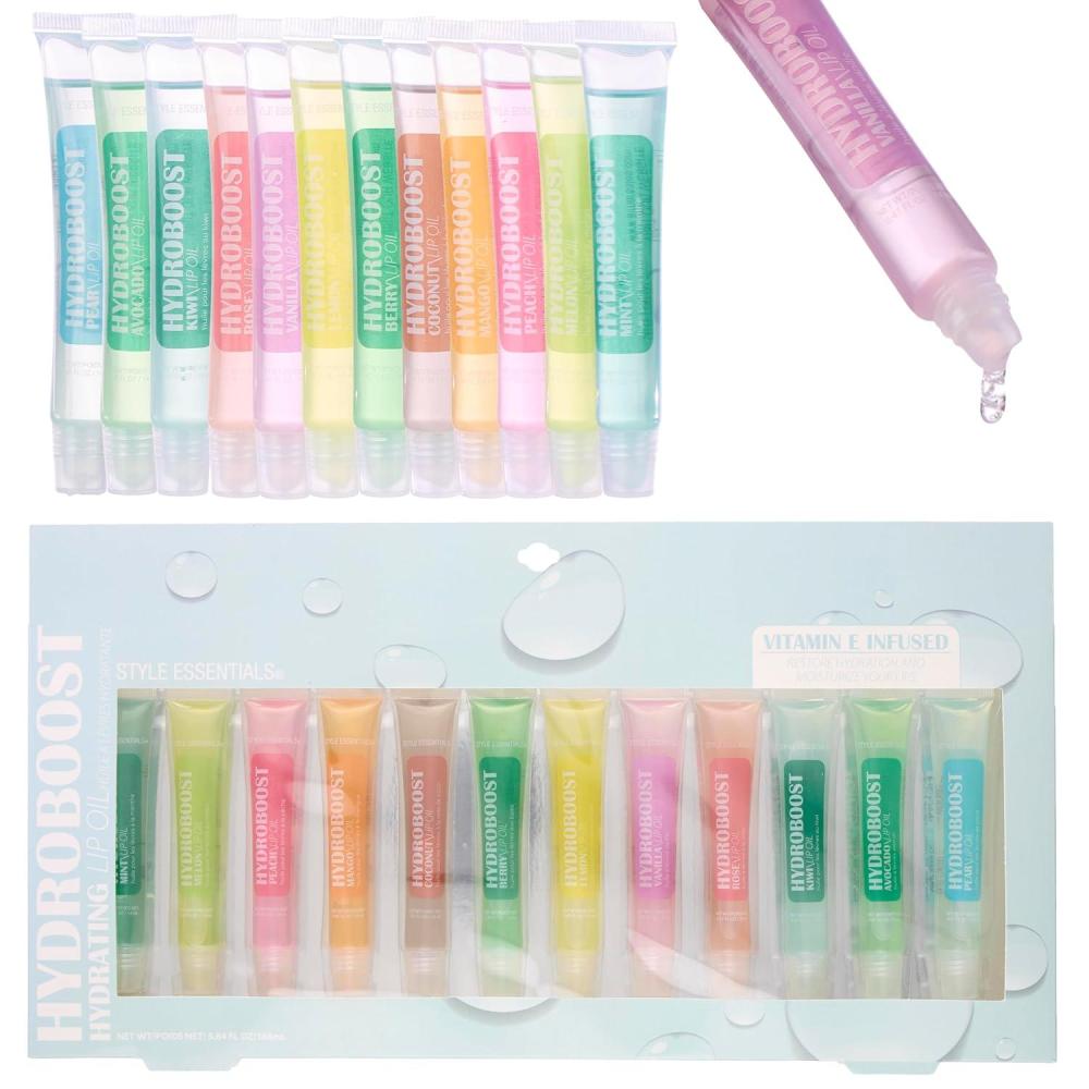 image:imageEXPRESSIONS 12pc Lip Oil Set  Flavored Lip Oils Value Pack Hydrating Lip Oils wSqueeze Tube Application Moisturizing Lip Oil Collection for Everyday Lip Care and Lip Repair FRUITSHYDROBOOST