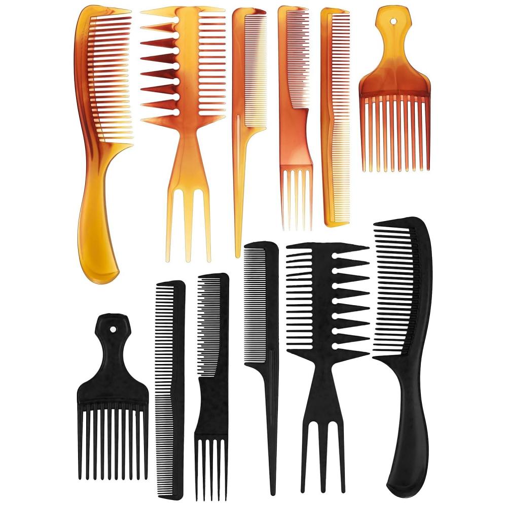 image:imageExpressions 12pc Styling Combs Hair Comb Set for All Hair Types Professional Barber Supplies Durable Material Gentle on Hair
