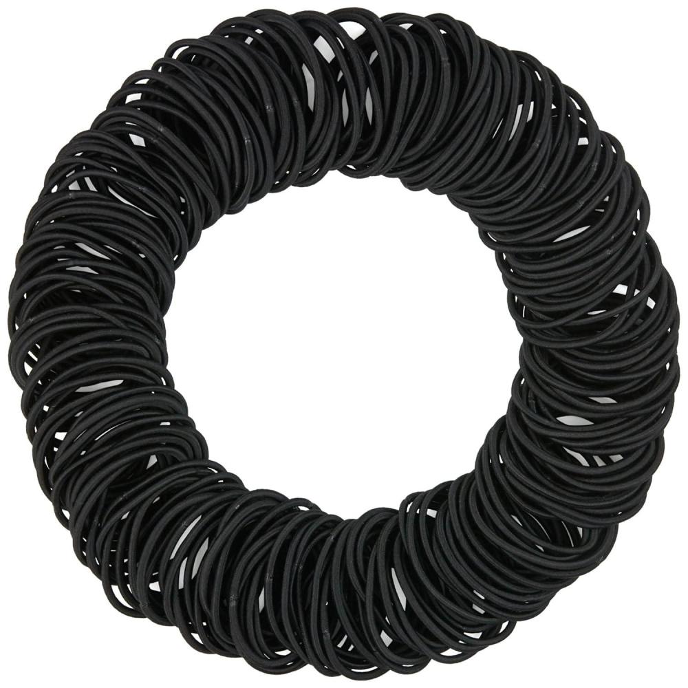 image:imageExpressions 216Piece Hair Ties 4mm Elastics Classic Black Value Pack Durable No Metal Bands for Womens Ponytails Thick Curly and All Hair TypesBLACK
