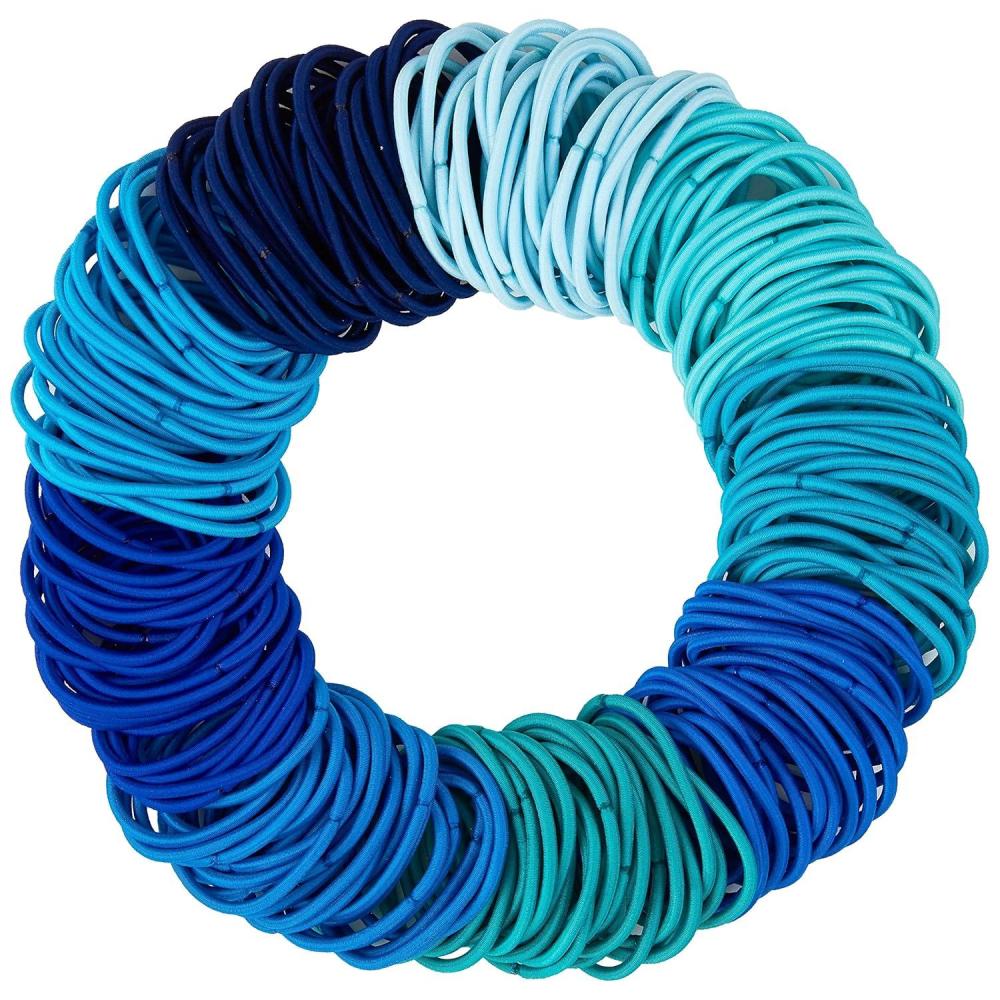 image:imageExpressions 216Piece Hair Ties 4mm Elastics Classic Black Value Pack Durable No Metal Bands for Womens Ponytails Thick Curly and All Hair TypesBLUE