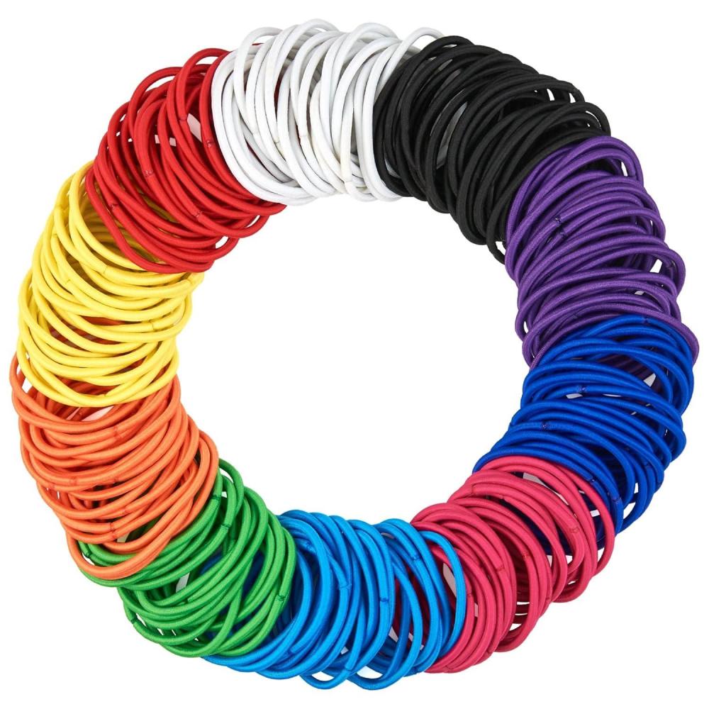 image:imageExpressions 216Piece Hair Ties 4mm Elastics Classic Black Value Pack Durable No Metal Bands for Womens Ponytails Thick Curly and All Hair TypesBRIGHT