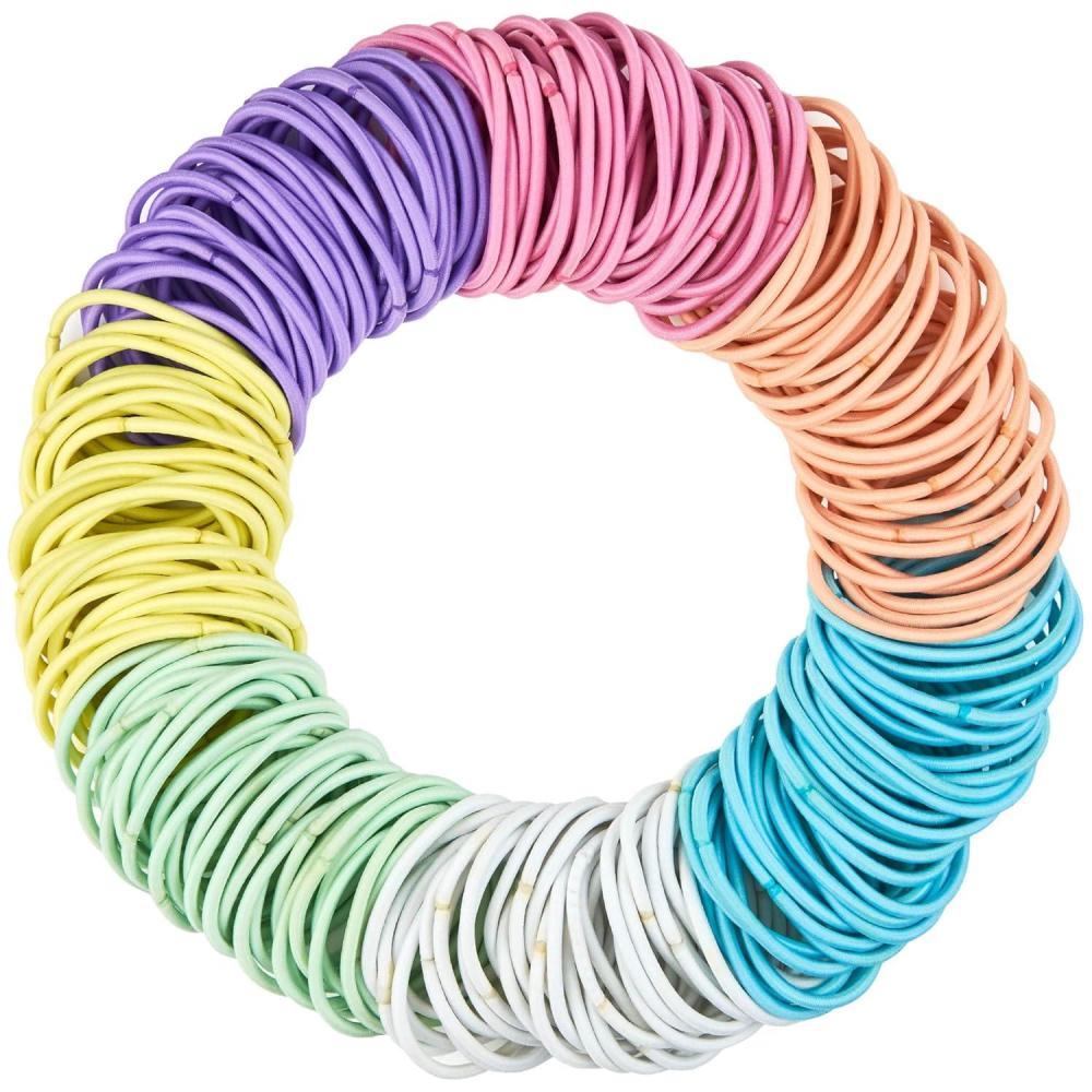 image:imageExpressions 216Piece Hair Ties 4mm Elastics Classic Black Value Pack Durable No Metal Bands for Womens Ponytails Thick Curly and All Hair TypesPASTEL