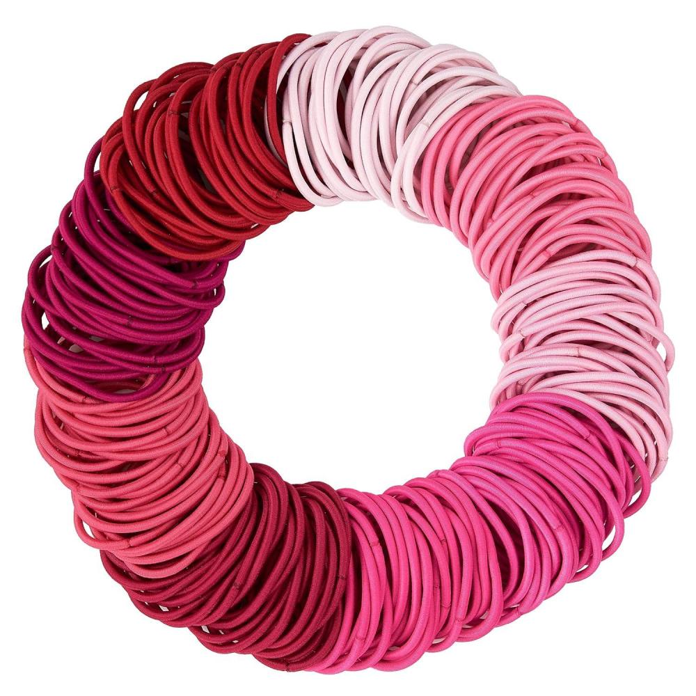 image:imageExpressions 216Piece Hair Ties 4mm Elastics Classic Black Value Pack Durable No Metal Bands for Womens Ponytails Thick Curly and All Hair TypesPINK