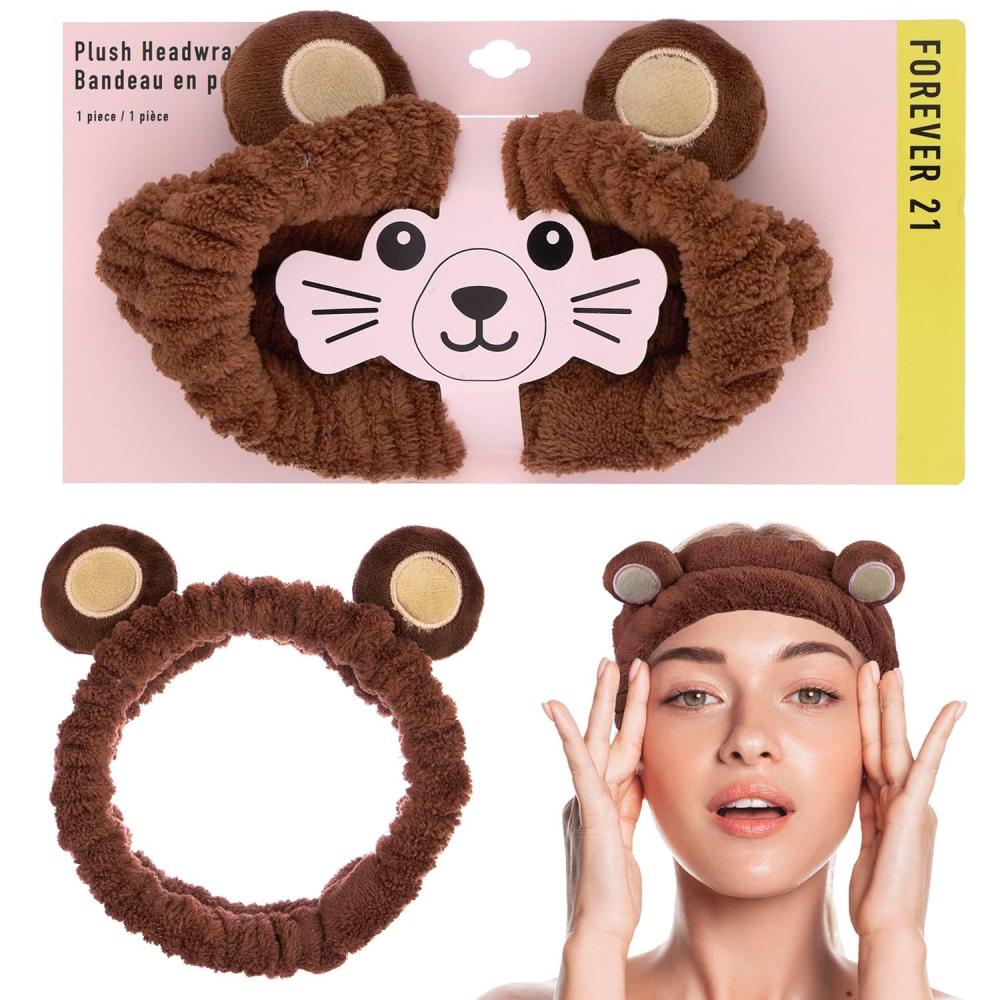 image:imageForever 21 Plush Headwrap Brown Bear Plush Spa Headband Kawaii Headband for Washing Face Spa Essentials amp Self Care Accessories