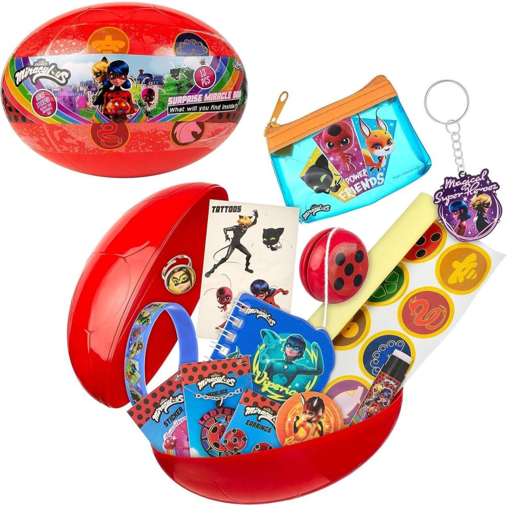 image:imageMiraculous 13pc Surprise Miracle Box Zag Heroez Themed Ladybug and Cat Noir Toys Surprise with Stickers for Kids Treasure Prizes Birthday Favors