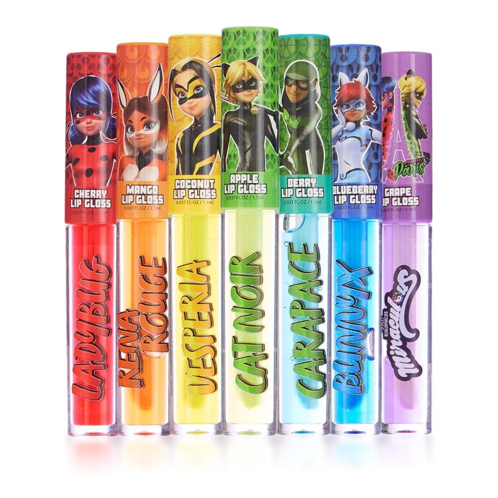 image:imageMiraculous 7pc Lip Gloss Set  Zag Heroez Lipgloss Collection Featuring Exciting Fruit Flavors amp Precision Applicator Lip Gloss Tubes With Wand