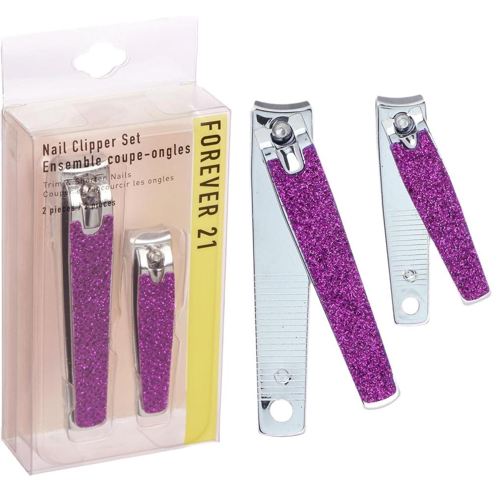 image:imageNail Clippers Set 2pc Pink Glitter Nail Clipper Value Pack Big amp Small Precision Nail Clippers Pack Essential Manicure amp Pedicure ToolsPurple Glitter