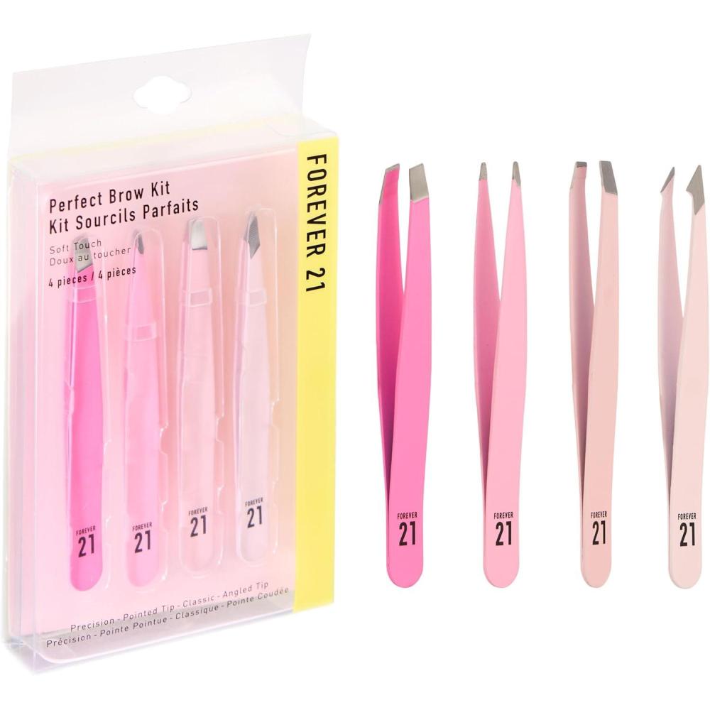 image:imagePerfect Brow Kit 4pk Soft Touch Tweezers Hair Removal Tweezers For Women Angled and Pointed Tweezer Set Precision Tweezers For Fine Ingrown Hair amp Everyday Grooming