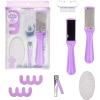 image:image5pc Pedicure Kit  AllinOne Home Pedicure Set wToe Nail Clipper Exfoliating Stone Callus Smoother Toe Separators Foot Scrub Brush  Complete Foot Care Kit Lavender