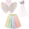 image:imageEXPRESSIONS Halloween Dress Up Rainbow Princess Butterfly Costume Skirt Wings and Wand Set Children Ages 310 One Size Fits All