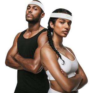 1pc Unisex Athletic Sweatband – 2.25in Thick Workout Headband w/Stay Dry Technology, Moisture-Wicking Fabric,Quality Gym Hair Accessories for Active Comfort-Reebok(white)