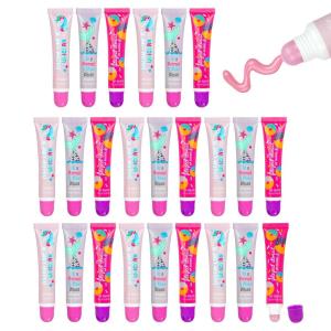 24pc Lip Gloss Kit – Unicorn Gifts Girls Teens Party Favors Makeup Collection Flavored Fruity Assorted Colors Non Toxic Set