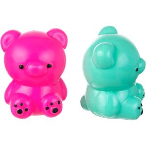 2pc Gummy Bear Squishy Toys – Bright Magenta Turquoise Juicy Jelly Fun Sticky Teddy Pull Squish Sensory Squeeze Fidget Stress Relief Kids Gift Set