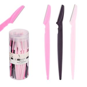 36pc Face & Body Razors Set – Pink & Black Disposable Razors for Face & Eyebrow Maintenance| Hair Removal Tool, Protective Caps & Reusable Storage Canister