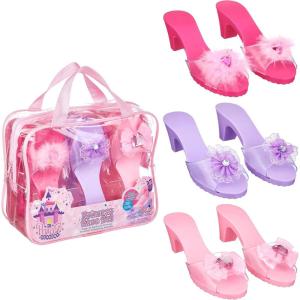 3-Pack Princess Shoe Set – Dress Up Royalty Kids Heels Slip On Shoes – Pastel Colored Princess Dress Up Shoes, Pretend Play High Heels For Kids – Fits Toddler Size 7-10