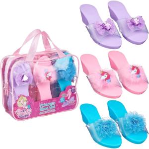 3-Pack Princess Shoe Set – Dress Up Royalty Kids Wedge Heels Slip On Shoes – Pastel Colored Princess Dress Up Shoes, Pretend Play Wedge Heels For Kids – Fits Toddler Size 7-10