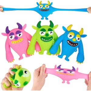 3pc Monster Squishy Fidget Toys – Stretch, Squeeze & Squish Stress Relief Toys, Action Figures for Boys, Valentine’s & Easter Gifts for Kids