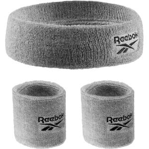 3pc Unisex Athletic Sweatband Set – 2.25in Workout Headband & 3.25in Wristbands w/Stay Dry Technology, Terry Cloth Band Moisture-Wicking Fabric | Quality Fitness Accessories for Active Comfort-Reebok(Grey)