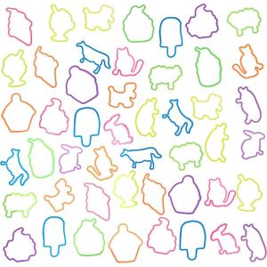 48pc Shaped Gummie Bracelets – Bulk Pack Bright Colored Shaped Rubberband Bracelets | Bracelet Rubber Bands Kit, Rubber Bracelets For Kids & Kids Party Favors, Colored Rubber Bands