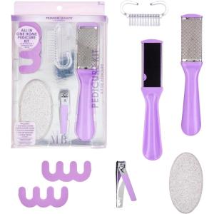 5pc Pedicure Kit – All-in-One Home Pedicure Set w/Toe Nail Clipper, Exfoliating Stone, Callus Smoother, Toe Separators, Foot Scrub Brush | Complete Foot Care Kit (Lavender)