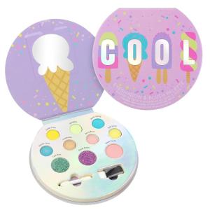 Cool Glisten & Glitter Makeup Palette 10 Color Eyeshadow & Blush Makeup Novelty Beauty Set, Fold Out Compact with Mirror, Cute Gifts – Washable, Non-Toxic(Cool Glisten)