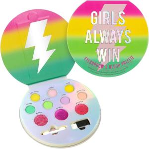 Cool Glisten & Glitter Makeup Palette 10 Color Eyeshadow & Blush Makeup Novelty Beauty Set, Fold Out Compact with Mirror, Cute Gifts – Washable, Non-Toxic(Girls Always Win)