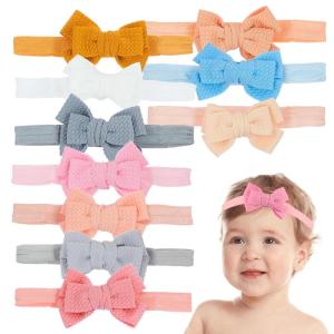 EXPRESSIONS 10pc Baby Headbands w/Bows – Extra Stretchy Newborns Toddler Headwraps Cute Girl Hair Accessories Infant Essentials Photo Shower Gift