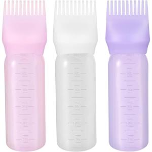 EXPRESSIONS 3pc Comb Application Bottle Set -Refillable & Reusable Hair Oil Applicator Bottles For Easy Hair Oil & Hair Dye Treatment Application