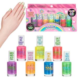 EXPRESSIONS 7pc Nails Of The Week Kit – Colorful Nail Polish Set For Girls – Assorted Bright & Vibrant Nail Polishes, Water-Based Nail Polish, Safe and Non Toxic Manicure Set & Pedicure Kit(Glow-In-dark)