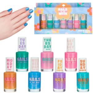 EXPRESSIONS 7pc Nails Of The Week Kit – Colorful Nail Polish Set For Girls – Assorted Bright & Vibrant Nail Polishes, Water-Based Nail Polish, Safe and Non Toxic Manicure Set & Pedicure Kit(Bright)