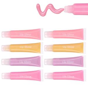 EXPRESSIONS 8pc Lip Gloss Set – Flavored Squeeze Tube Lip Glosses Value Pack, Daisy Lip Gloss in Assorted Fruity Flavors