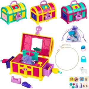 EXPRESSIONS Surprise Treasure Chest -1 Key & Lock Plastic Treasure Chest w/Assorted Fun Prizes for Kids, Mini Treasure Box Toys for Classroom