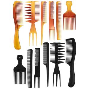 Expressions 12pc Styling Combs, Hair Comb Set for All Hair Types, Professional Barber Supplies, Durable Material, Gentle on Hair