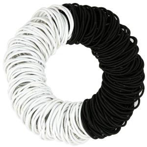 Expressions 216-Piece Hair Ties, 4mm Elastics Classic Black Value Pack, Durable No Metal Bands for Women’s Ponytails, Thick, Curly and All Hair Types(BLACK WHITE)