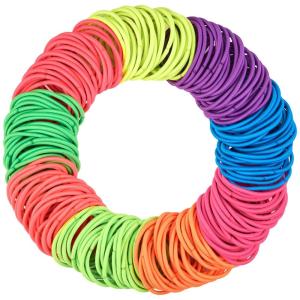 Expressions 216-Piece Hair Ties, 4mm Elastics Classic Black Value Pack, Durable No Metal Bands for Women’s Ponytails, Thick, Curly and All Hair Types(NEON)