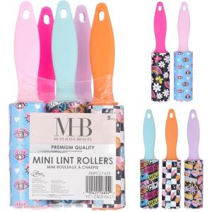 Expressions 5pc Mini Lint Rollers Value Pack – Colorful Compact Mini Lint Roller for Travel, Household Essentials Pet Hair Removal Tool & Lint Removers for Clothing (Retro)(Pop Art)