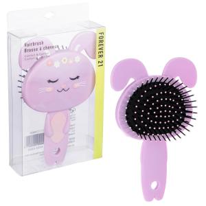 Hairbrush – 1pc Cute Animal Character Hairbrush, Comfort & Control Cushion Hair Brush w/Gentle Bristles, Cushion Base, and Animal Ears (BLACK CAT)(Bunny)