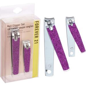 Nail Clippers Set – 2pc Pink Glitter Nail Clipper Value Pack, Big & Small Precision Nail Clippers Pack, Essential Manicure & Pedicure Tools(Purple Glitter)