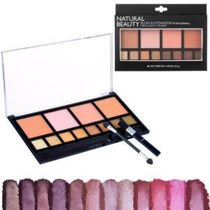 Women’s Cosmetics NATURAL BEAUTY Blush and Eyeshadow Palette – 12 Shades Shimmer and Matte Finishes