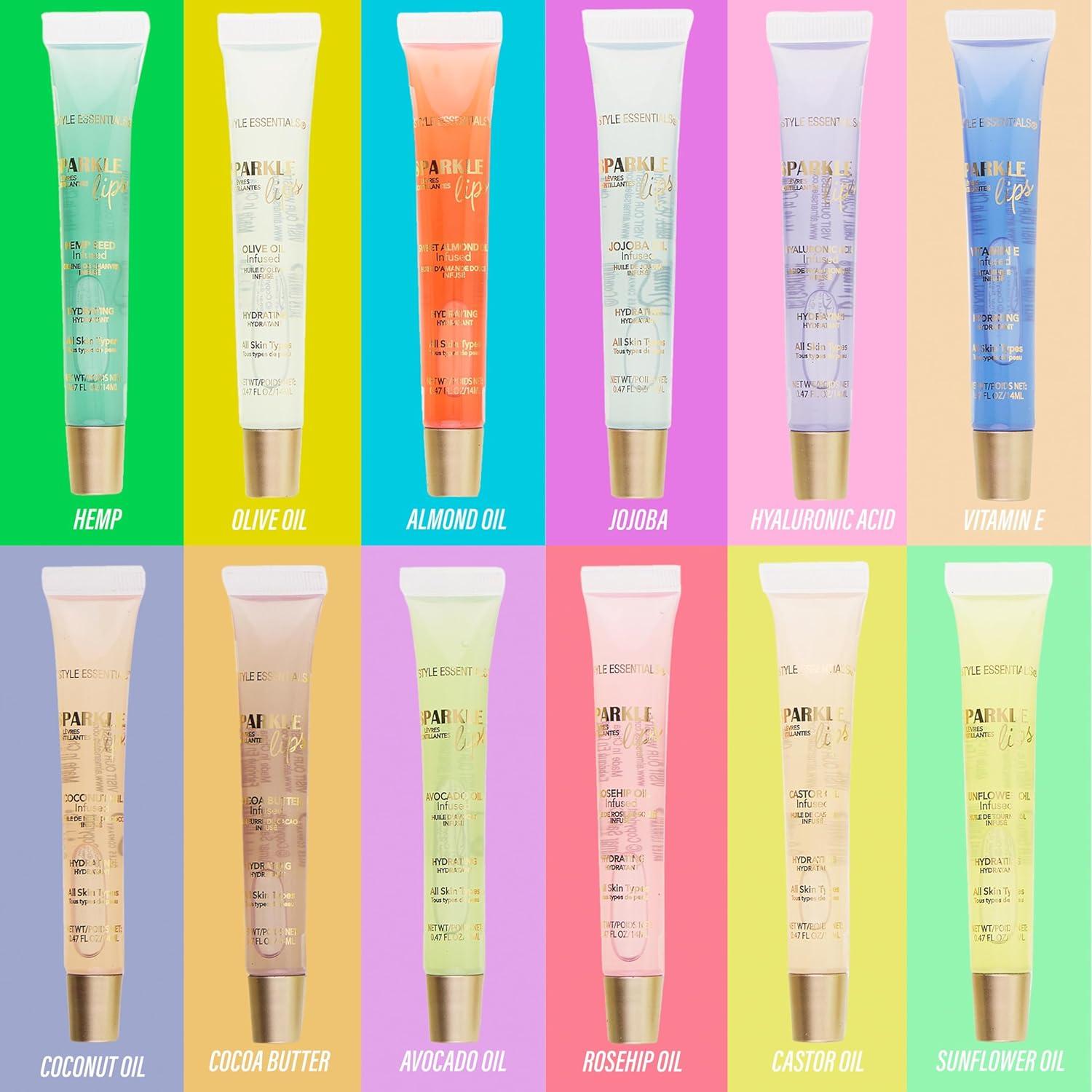 image:image12pc Sparkle Lips Lip Oils Vitamin E Infused Lip Gloss Lip Oil Collection Hydrating Lip Care Safe and NonToxic Lip Gloss Gift Set