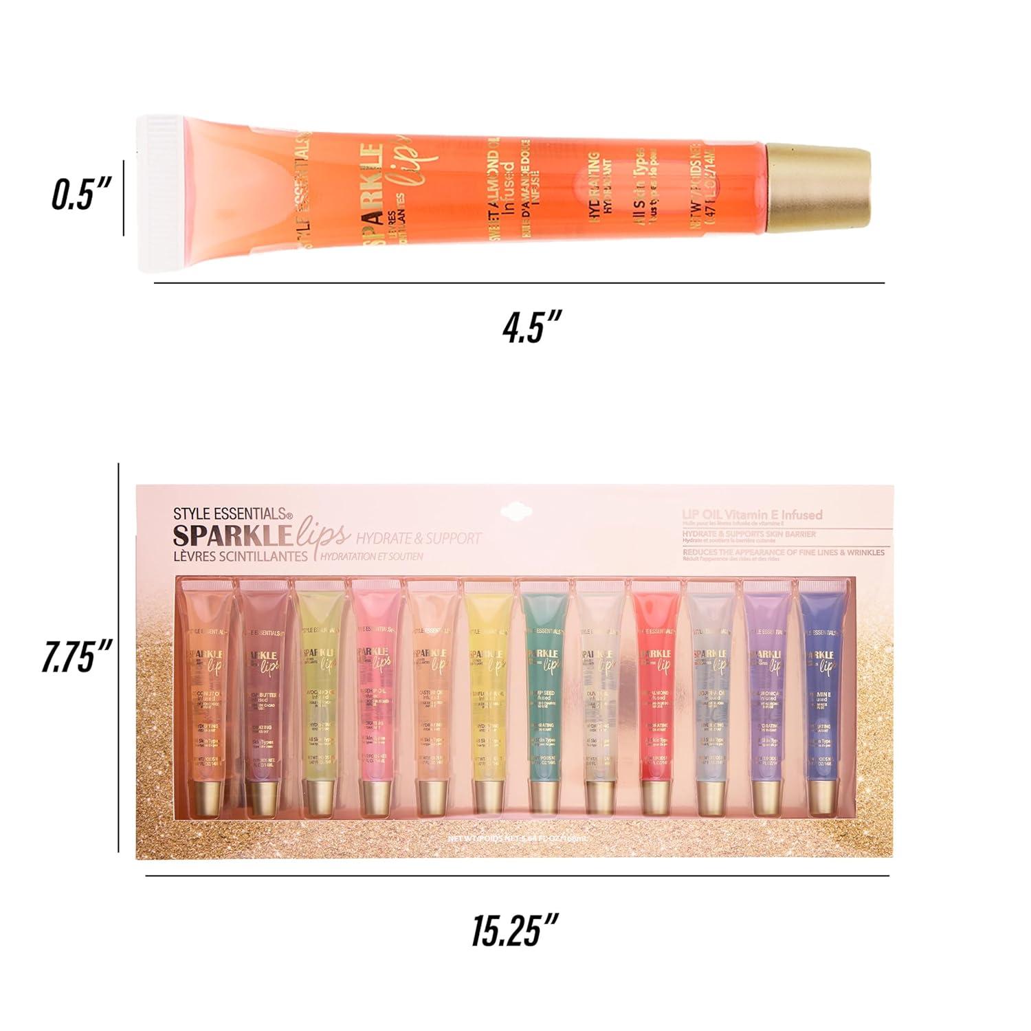 image:image12pc Sparkle Lips Lip Oils Vitamin E Infused Lip Gloss Lip Oil Collection Hydrating Lip Care Safe and NonToxic Lip Gloss Gift Set