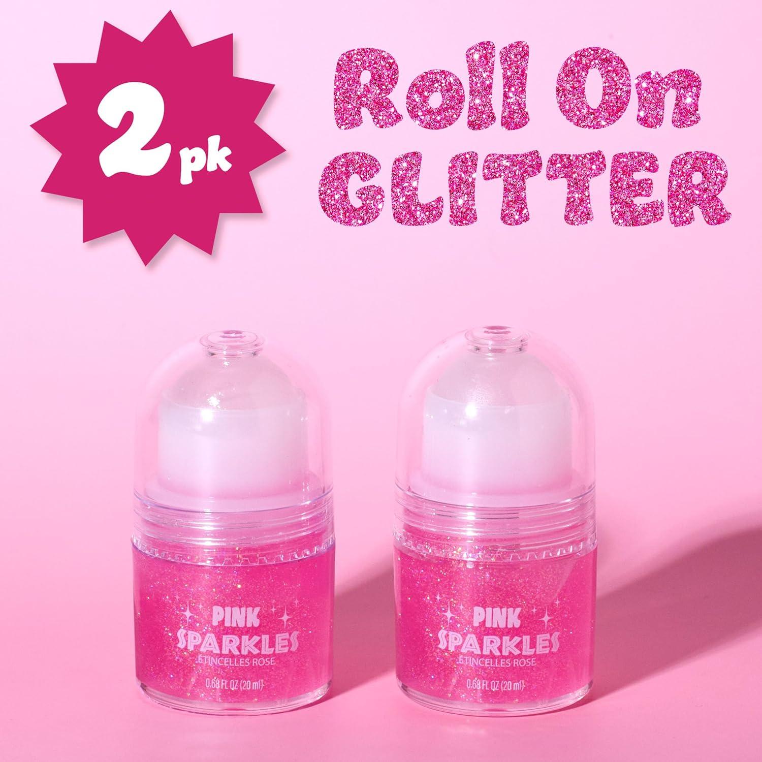 image:image2pc Pink Sparkles RollOn Glitter Set Strawberry Scented Roll On Body amp Face Glitter Smooth Rollerball Tip Glitter Stick Face amp Body Makeup for Shimmer amp Shine