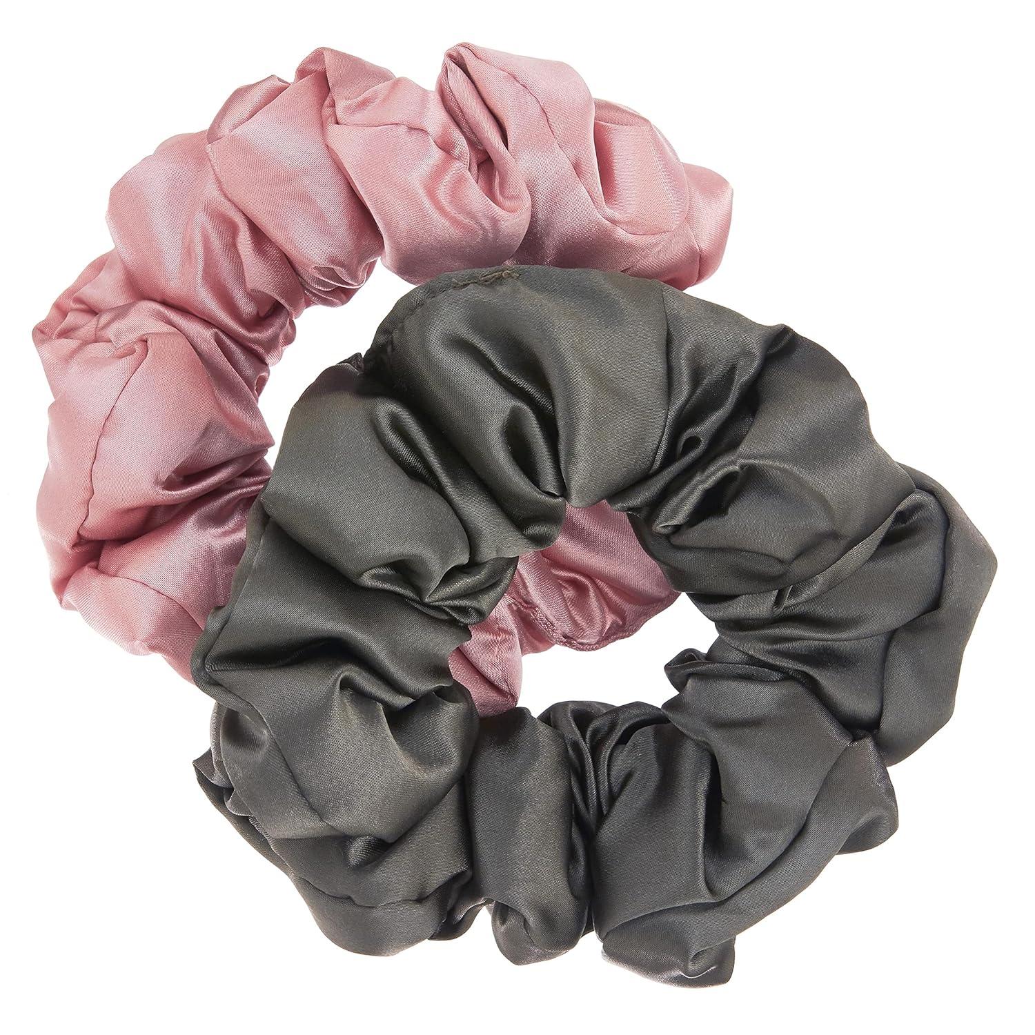 image:image2pc Scrunchies for Women Gray amp Pink Scrunchie Value Pack Soft Hair Scrunchies For Womens Hair